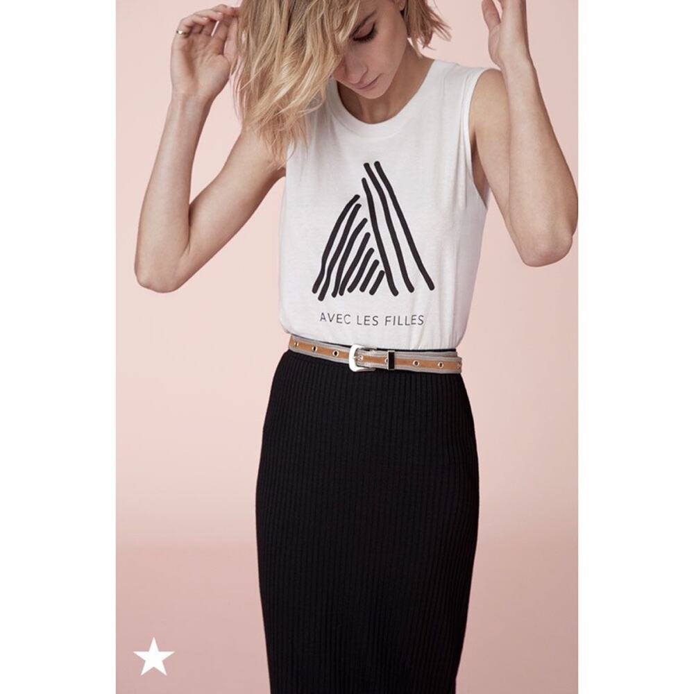 Avec Les Filles Cotton Graphic-Print Muscle T-Shirt Women's Size M